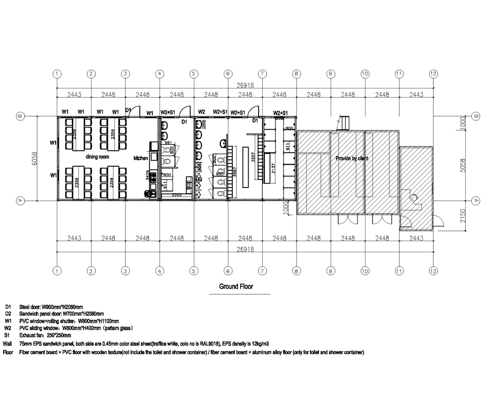 Ufficio temporaneo per contenitori flatpack CBC per la società PTC cilena